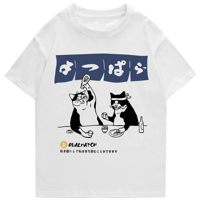 Apparel Two Cats Drinking At Japanese Bar Unisex Tee 4 Apparel Two Cats Drinking At Japanese Bar Unisex Tee - Image 2