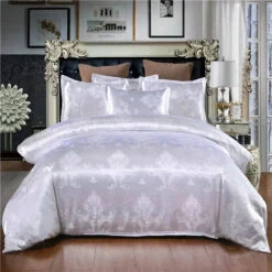 Vintage White Cream Jacquard Bedding Set Luxury
