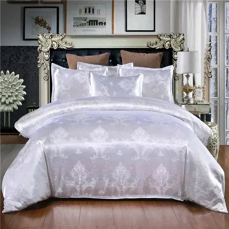 Vintage White Cream Jacquard Bedding Set Luxury 3 Vintage White Cream Jacquard Bedding Set Luxury