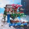 Waterfall Japanese House Sakura Tree Floating Island Nano Building Blocks | Limited Stock -Kawaii Store kawaiies plushies plush softtoy waterfall japanese house sakura tree floating island nano building blocks limited stock build it 614268
