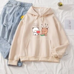 Apparel Watermelon Bears Part-Cotton Hoodie -Kawaii Store kawaiies plushies plush softtoy watermelon bears part cotton hoodie hoodies beige s 435076