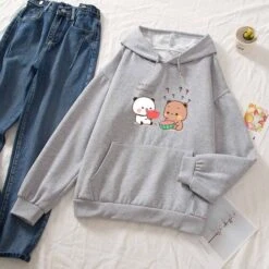 Apparel Watermelon Bears Part-Cotton Hoodie -Kawaii Store kawaiies plushies plush softtoy watermelon bears part cotton hoodie hoodies gray m 754708