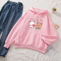 Apparel Watermelon Bears Part-Cotton Hoodie -Kawaii Store kawaiies plushies plush softtoy watermelon bears part cotton hoodie hoodies pink s 236588