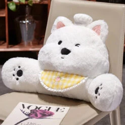 West Highland White Terrier Dog Resting Cushion Pillow Seat -Kawaii Store kawaiies plushies plush softtoy west highland white terrier dog resting cushion pillow seat soft toy yellow bib 887748
