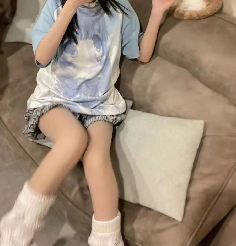 Apparel White Anime Washed Blue Girl Two-tone Women's Tee 8 Apparel White Anime Washed Blue Girl Two-tone Women's Tee - Image 6