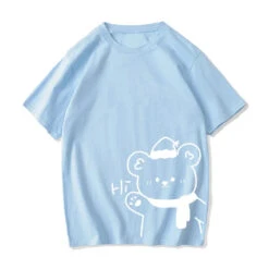 Apparel White Bear Outline 'Hi' Unisex Tee -Kawaii Store kawaiies plushies plush softtoy white bear outline hi unisex tee apparel blue xl 579276