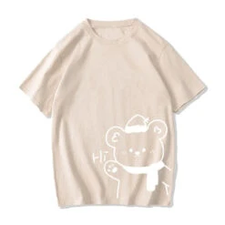 Apparel White Bear Outline 'Hi' Unisex Tee -Kawaii Store kawaiies plushies plush softtoy white bear outline hi unisex tee apparel cream xs 414303