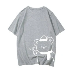Apparel White Bear Outline 'Hi' Unisex Tee -Kawaii Store kawaiies plushies plush softtoy white bear outline hi unisex tee apparel gray xs 528219