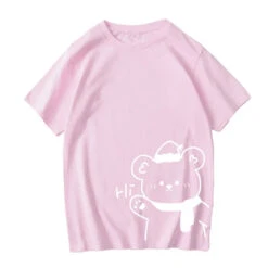 Apparel White Bear Outline 'Hi' Unisex Tee -Kawaii Store kawaiies plushies plush softtoy white bear outline hi unisex tee apparel pink xs 144650