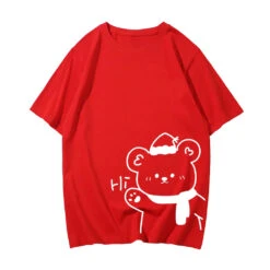 Apparel White Bear Outline 'Hi' Unisex Tee -Kawaii Store kawaiies plushies plush softtoy white bear outline hi unisex tee apparel red m 576624