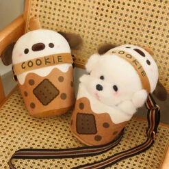 White Bichon Frisé Plushie Bubble Tea Cookie Bag -Kawaii Store kawaiies plushies plush softtoy white bichon frise plushie bubble tea cookie bag soft toy 597593