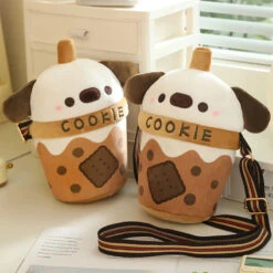 White Bichon Frisé Plushie Bubble Tea Cookie Bag -Kawaii Store kawaiies plushies plush softtoy white bichon frise plushie bubble tea cookie bag soft toy 613606