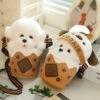 White Bichon Frisé Plushie Bubble Tea Cookie Bag -Kawaii Store kawaiies plushies plush softtoy white bichon frise plushie bubble tea cookie bag soft toy 806037