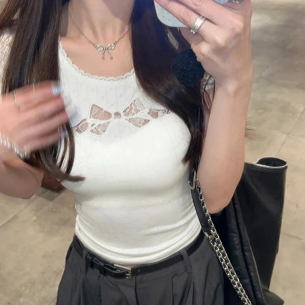 Apparel White Black Coquette Lace Bow Women's Top 12 Apparel White Black Coquette Lace Bow Women's Top - Image 10