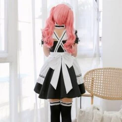 Apparel White Black Striped Lolita Maid Cosplay Women's Dress -Kawaii Store kawaiies plushies plush softtoy white black striped lolita maid cosplay womens dress apparel 840574