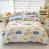 White Bunny Space Moon Bedding Set -Kawaii Store kawaiies plushies plush softtoy white bunny space moon bedding set home decor single 172855