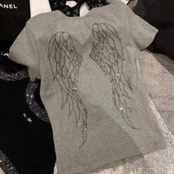 Apparel White Gray Winged Gem B Women's Tee -Kawaii Store kawaiies plushies plush softtoy white gray winged gem b womens tee apparel 679545