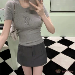 Apparel White Gray Winged Gem B Women's Tee -Kawaii Store kawaiies plushies plush softtoy white gray winged gem b womens tee apparel 737263