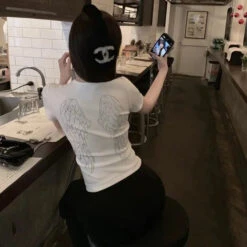 Apparel White Gray Winged Gem B Women's Tee -Kawaii Store kawaiies plushies plush softtoy white gray winged gem b womens tee apparel 947947