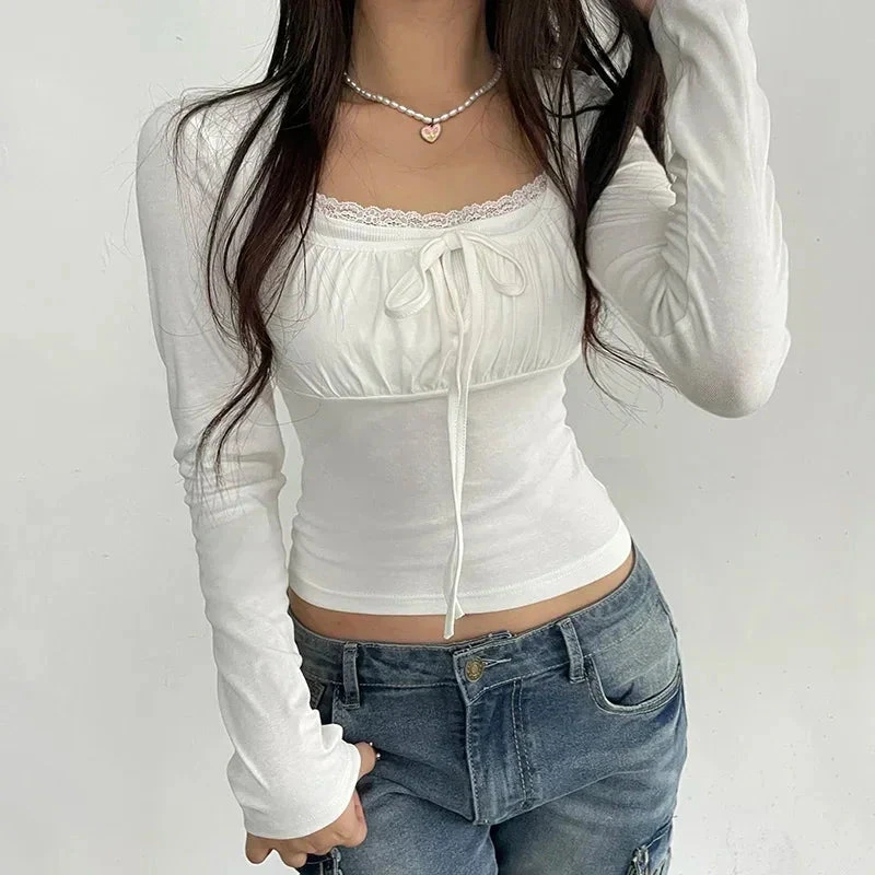 Apparel White Harajuku Laced Women's Long Sleeve Top 3 Apparel White Harajuku Laced Women's Long Sleeve Top