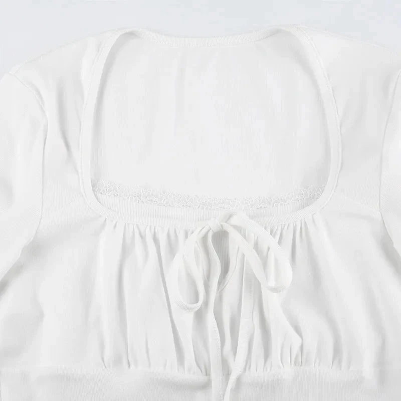 Apparel White Harajuku Laced Women's Long Sleeve Top 11 Apparel White Harajuku Laced Women's Long Sleeve Top - Image 9