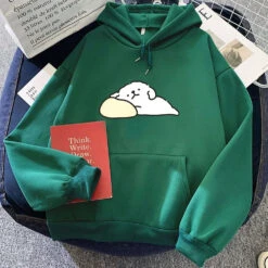 Apparel White Mochi Luckie The Dog Unisex Hoodie -Kawaii Store kawaiies plushies plush softtoy white mochi luckie the dog unisex hoodie apparel dark green xxxl 587216