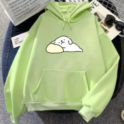 Apparel White Mochi Luckie The Dog Unisex Hoodie -Kawaii Store kawaiies plushies plush softtoy white mochi luckie the dog unisex hoodie apparel light green xl 269129