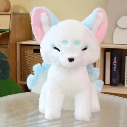 White Nine-Tailed Fox Plushies -Kawaii Store kawaiies plushies plush softtoy white nine tailed fox plushies soft toy blue 471489