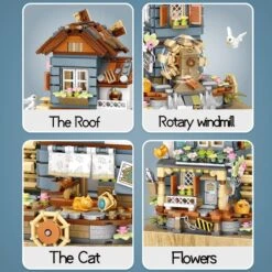 Windmill Country House Music Box Nano Building Blocks -Kawaii Store kawaiies plushies plush softtoy windmill country house music box nano building blocks build it 186483