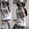 Apparel Y2K Harajuku Anime Punk Girl Black Blue Women's Top Tee