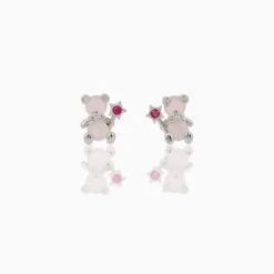 Zircon Light Pink Round Gold-plated Earring -Kawaii Store kawaiies plushies plush softtoy zircon light pink round gold plated earring earrings silver 601248